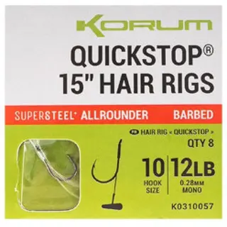 Haken Korum Big Fish Hair W/Quickstops 15 Barbed (x8)