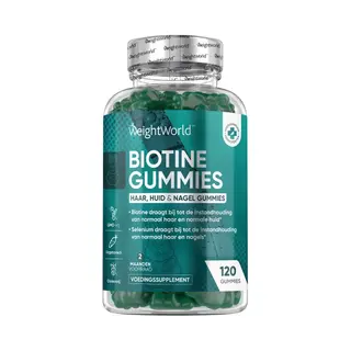 WeightWorld Biotine-gummies Voor Haar, Met Vitamine A, C, B6, B12, Foliumzuur, 120 Vegetarische Gummies, 2 Maanden, Voedingssupplement Voor Haar, Nagels En Huid,