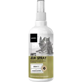Animigo Anti Juckreiz Spray - 250ml Fellpflege - Für Hunde & Katzen - Mit Aloe Vera, Teebaumöl, Nelkenöl, Glyzerin, Rizinusöl, Hexandiol - Für