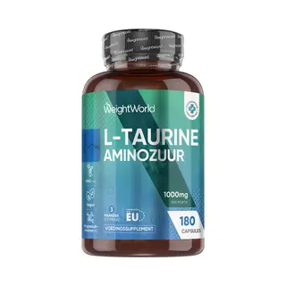WeightWorld L-Taurine 1000mg Capsules - 180 Capsules - 3 Months Supply - Amino Acid Taurine Supplement - Easy To Take - Vegan-Friendly, Non-Gmo & Magnesium