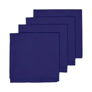 Homescapes Premium Blue Cloth Napkins, Set Of 4, Handcrafted, Plain 100% Cotton Fabric Napkins, Washable & Reusable, Dinner Table Napkins For Parties,