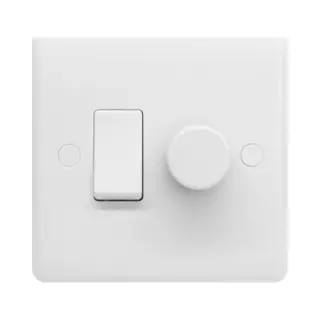 Lieber Silk White Dimmer And Rocker Switch Combo (2 Way Switch & 2 Way Intelligent Dimmer) - Size, 86mm X 86mm
