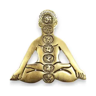Ancient Wisdom Gouden Aluminium Seven Chakra Yoga Wierookhouder 12x12cm