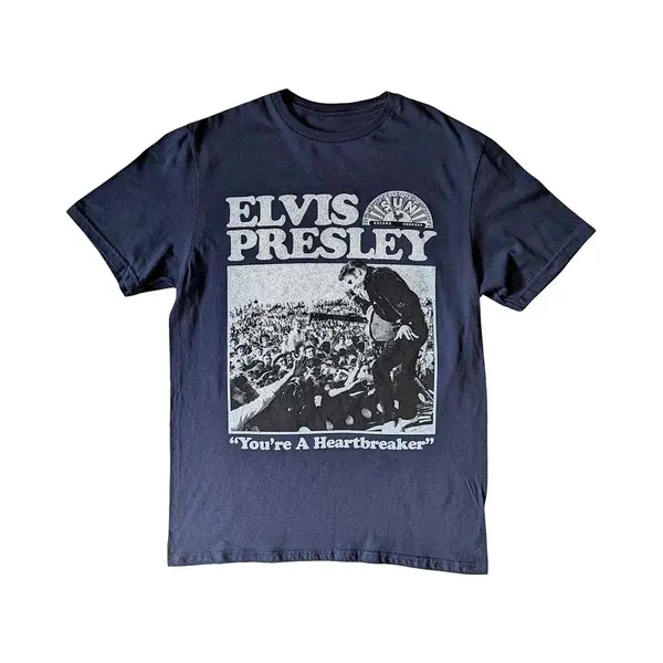 Sun Records Elvis Heartbreaker T-Shirt In Navy | Size, Small thumbnail