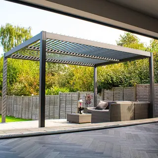 Bps Depot Bps Deluxe Aluminium Pergola – 4m X 3m – Volledig Aluminium – 100mm Dikke Paal – Dubbel Zone Dak – Weer- & Roestbestendig – Snelle &