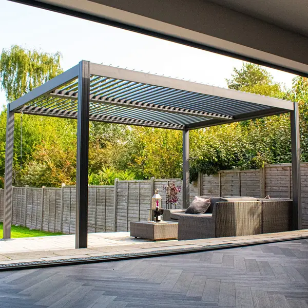 Bps Depot Bps Deluxe Aluminium Pergola – 4m X 3m – Volledig Aluminium – 100mm Dikke Paal – Dubbel Zone Dak – Weer- & Roestbestendig – Snelle & thumbnail