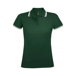 Sol'S Women's Pasadena Tipped Short Sleeve Pique Polo Shirt In Dark Green | Size, 2XL