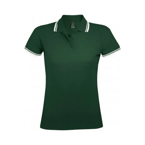 Sol'S Women's Pasadena Tipped Short Sleeve Pique Polo Shirt In Dark Green | Size, 2XL thumbnail