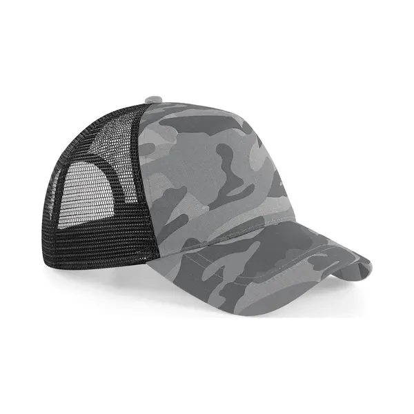 Beechfield Retro Camouflage Snapback Trucker Cap (Arctische Camo) thumbnail