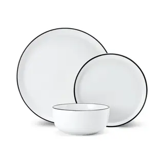 Mikasa Limestone 12-delige Porseleinen Dinerset, Wit Servies Voor 4 Personen Met Dinerborden, Bijzetborden En Kommen, Geschenkverpakking En