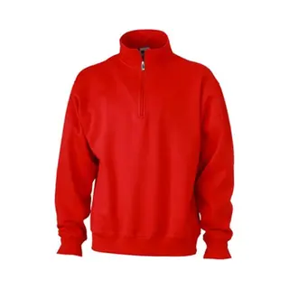 James & Nicholson James And Nicholson Uniseks Werkkleding Half Ritssweatshirt (Rood)