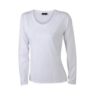 James & Nicholson James And Nicholson Dames/dames T-Shirt Met Lange Mouwen (Medium Long-Sleeved) (Wit)