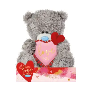 Me To You Bear Me To You Tatty Teddy 'Love You' 15cm Bear With Pom-Pom Heart - Official Valentine's Day Collection, Grey