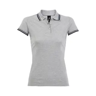 Sols Womens/Ladies Pasadena Tipped Short Sleeve Pique Polo Shirt (Heather Grey/Navy) - Multicolour Cotton - Size Large