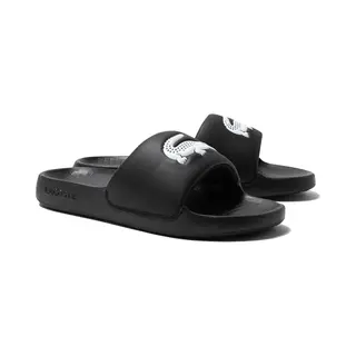 Lacoste Herren Pantoletten Serve Slide 1.0 123 1 Cma, Männer Slipper, Slides, Slip-ons, Backless Slipper, Mules, Schwarz/Weiss (312), 40.5 Eu / 7 Uk