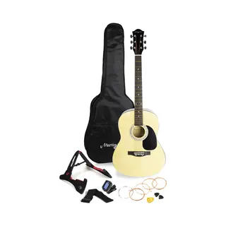 Martin Smith Full-Size Acoustic Guitar Kit with Stand, Tuner, Bag, Strap, Plectrums, Spare Strings & Lessons