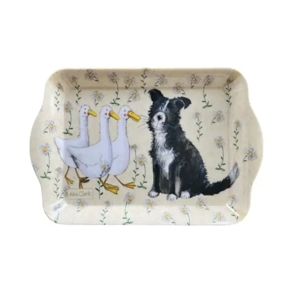 Alex Clark Daisyfield Farm Small Melamine Tray - Farms Animals Collie Dog And Ducks - Farmhouse Style - Indoor And Outdoor Garden Use - Food Snacks thumbnail