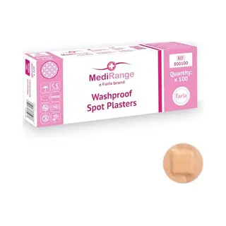 Farla Medical MediRange Washproof Spot Plasters, Sterile Plasters For First Aid Kit, 2.5cm Diameter, Pack Of 100