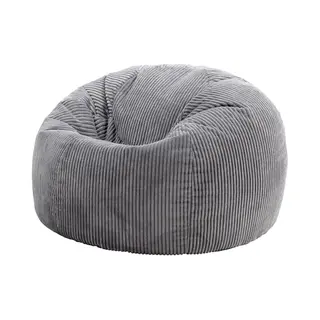 Icon Kingston Cord Bean Bag, Charcoal Grey, Large Adult Bean Bag Chair With Filling Included, Comfy Chair, Living Room Furniture, Bedroom Furniture