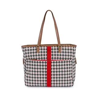 Pink Lining Henrietta Tote - Diamond Heart - Grey & Red