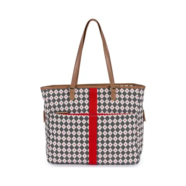 Pink Lining Henrietta Tote - Diamond Heart - Grey & Red thumbnail