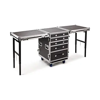 Trojan Pro Flightcase Met 5 Lades En Dubbele Tafel Voor Zwaar Gebruik Op Wielen