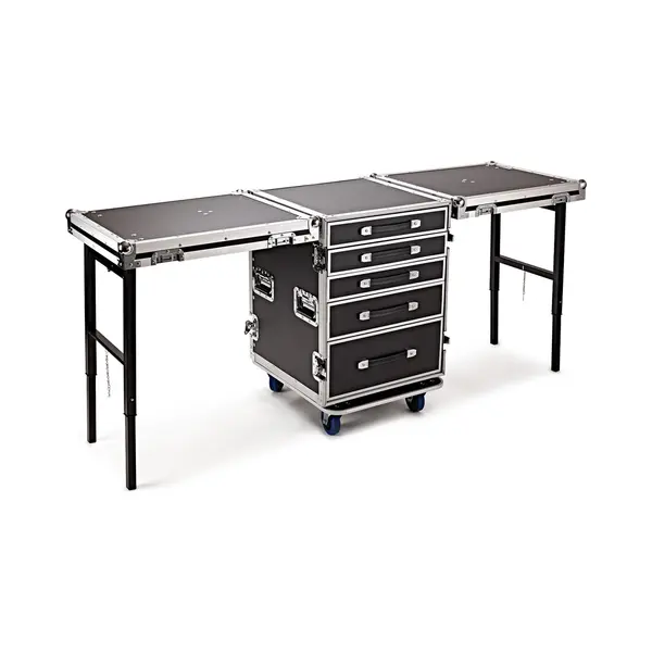 Trojan Pro Flightcase Met 5 Lades En Dubbele Tafel Voor Zwaar Gebruik Op Wielen thumbnail