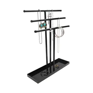 Belle Vous Zwart Metalen 3 Laags Sieraden Display Standaard & Opslag Basis Tray Houder – Boom Tafeltop Hangende Organizer – Hanger Voor Kettingen,