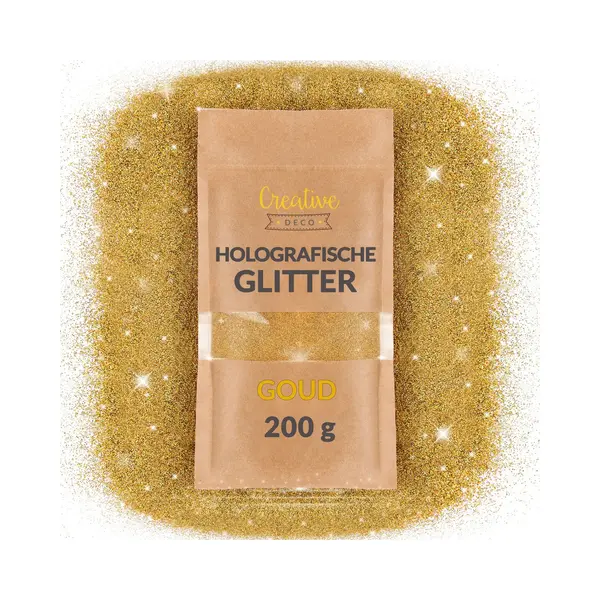 Creative Deco 200g Gold Holographischer Glitzerpulver Für Wandfarbe | 0, 2mm Glitzer-Pulver Glitzer Wand | Farbzusätze Nagel-Lack & Epoxid-Harz thumbnail