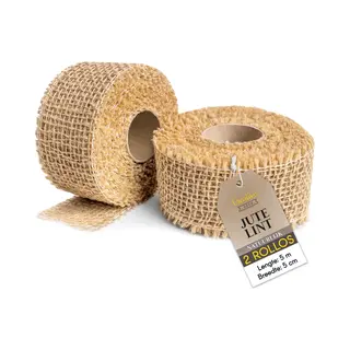 Creative Deco 2 X Juteband | Set Aus Zwei Rollen 5 Cm X 5 M | Hochzeitsdeko Dekoration | Naturbrauner Stoff | Kunst Und Handwerk | Dekorativer Boho