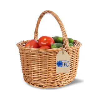 Creative Home Weidenkorb Mit Henkel | 35 X 35 X 36 Cm (+/- 2 Cm) Groß Und Leicht | Handgeflochten, Einkaufskorb, Präsentkorb, Obstkorb, Picknickkorb