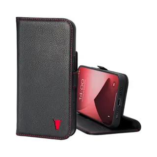Torro Leather Case Compatible With IPhone 12 Mini – Genuine Leather Wallet Case/Cover With Card Holder And Stand Function (Black)