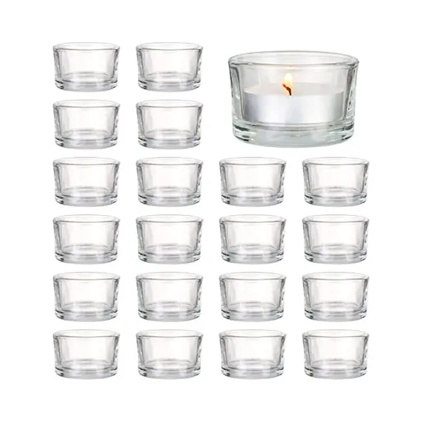 Matana - 24 Tea Light Candle Holders Elegant Clear Glass, 5 X 3 Cm For Candles, Votive Tealight Holders For Decoration, Restaurant, Celebrations thumbnail