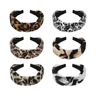 Belle Vous Leopard Print Headbands For Women's Hair (6 Pack) - Ladies Hair Bands In 6 Designs - Knot Headband/Head Bands For Adult Women - Hair