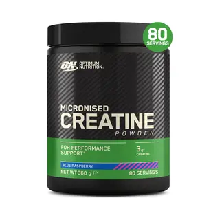 Optimum Nutrition Mikronisiertes Kreatin Pulver, Geschmack Blue Raspberry, 360g, 80 Portionen