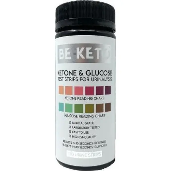 Be Keto BeKeto Ketone And Glucose Test Strips 100 Strips Urine Tester Keto Diet Weight Loss Analysis Suitable For Ketogenic, Paleo, Low Carbs, Diabetics & thumbnail