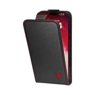 Torro IPhone 17 Pro Max Leder-Flip-Case (MagSafe-Laden) - Schwarz Mit Rotem Detail