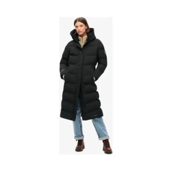 Superdry For Woman. W5011781A Long Quilted Coat City Chevron Black (Xs), Casual, Polyester thumbnail