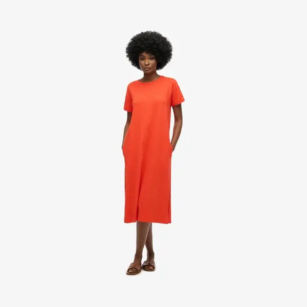 Superdry Damen T-Shirt-Midikleid Grenadine Orange 38 thumbnail