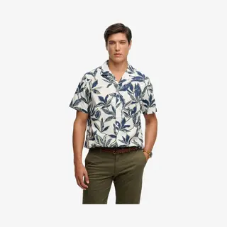 Superdryvoor Mannen. M4011136A Cabana Poolside Beige Overhemd (M), Casual, Katoen, Korte Mouwen