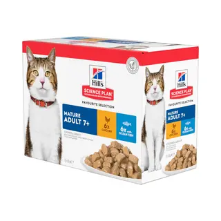 Hill's Science Plan Mature Adult Pouches - Fish Selection (48 X 85g) (Verpakking van 48)