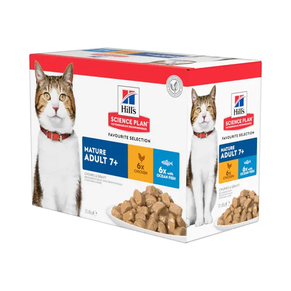 Hill's Science Plan Mature Adult Pouches - Fish Selection (48 X 85g) (Verpakking van 48) thumbnail