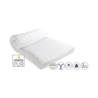 Vitality Pur Sleep Fit Topper – 80x200 Cm - 5 Cm Traagschuim SG50 – Inclusief Gratis Hoofdkussen(s) – Wasbare Tijk & Anti-Allergisch