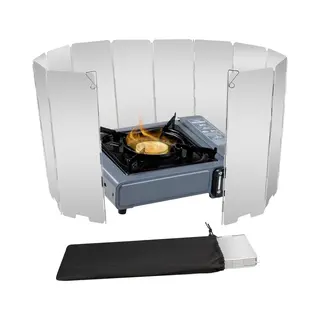 8/10/12/14/16 Platen Kachel Windscherm, Aluminium Kachel Windscherm Met Trekkoord Tas, Voor Kamperen, Butaan Kachels (12 Platen) - Zilver