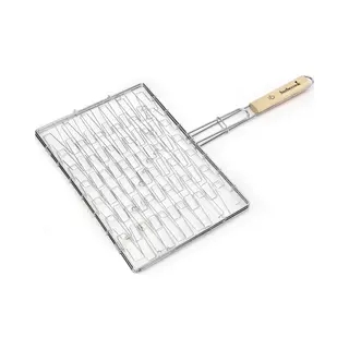 Barbecook - Bbq Klemrooster - Barebecue Rooster Rechthoek - Elastische Bbq Grill - L410 X D290 X H20 Mm (Grillopperv.) - Staal - Chroom - Met Handvat