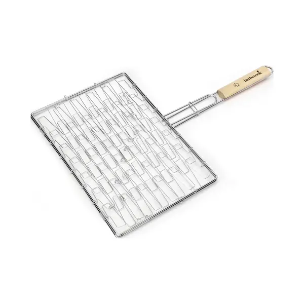Barbecook - Bbq Klemrooster - Barebecue Rooster Rechthoek - Elastische Bbq Grill - L410 X D290 X H20 Mm (Grillopperv.) - Staal - Chroom - Met Handvat thumbnail