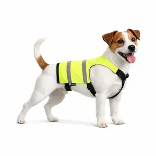 Hondenjas – Flamingo Wasyl Fluo Geel – Reflecterend Veiligheidsvest – Verstelbaar – Kliksluiting – Maat S – A, 25cm B, 40-43, 5cm C,