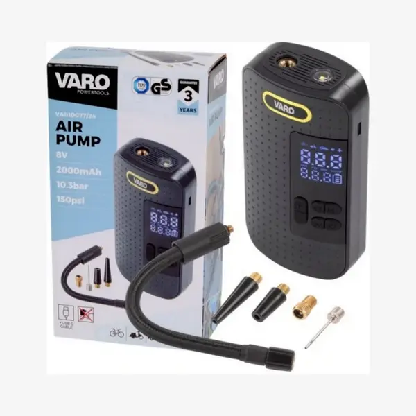 Varo Air Pump 8V - 2500mAh - 10.3 Bar - 150psi - Compact En Lichtgewicht thumbnail
