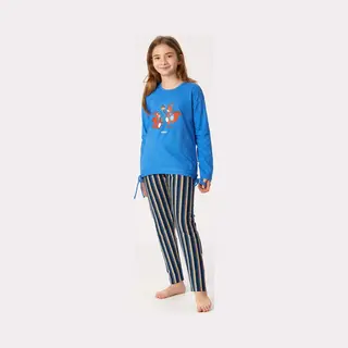 Woody Pyjama Meisjes/dames - Blauw - Eekhoorn - 222-1-Bsl-S/832 - Maat 104