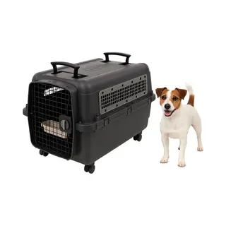 Flamingo Transportkäfig Lanta – Dunkelgrau | Größe M (51 × 71 × 48 Cm) | Sicher, Praktisch & Komfortabel Für Deinen Hund!
